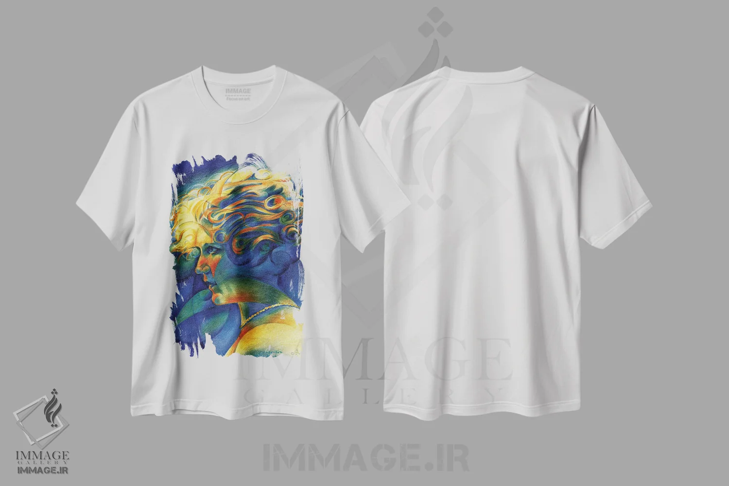 تیشرت سفید طرح دار بی عنوان ۵، هنر فاخر معاصر اثر کُرنه آکرز | immage.ir