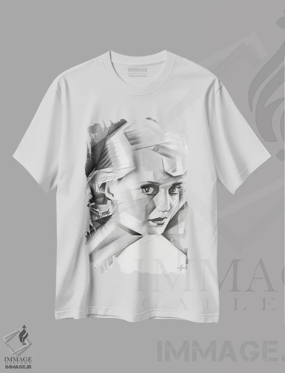 تیشرت سفید طرح دار بی عنوان ۶، هنر فاخر معاصر اثر کُرنه آکرز | فروشگاه ایماژ