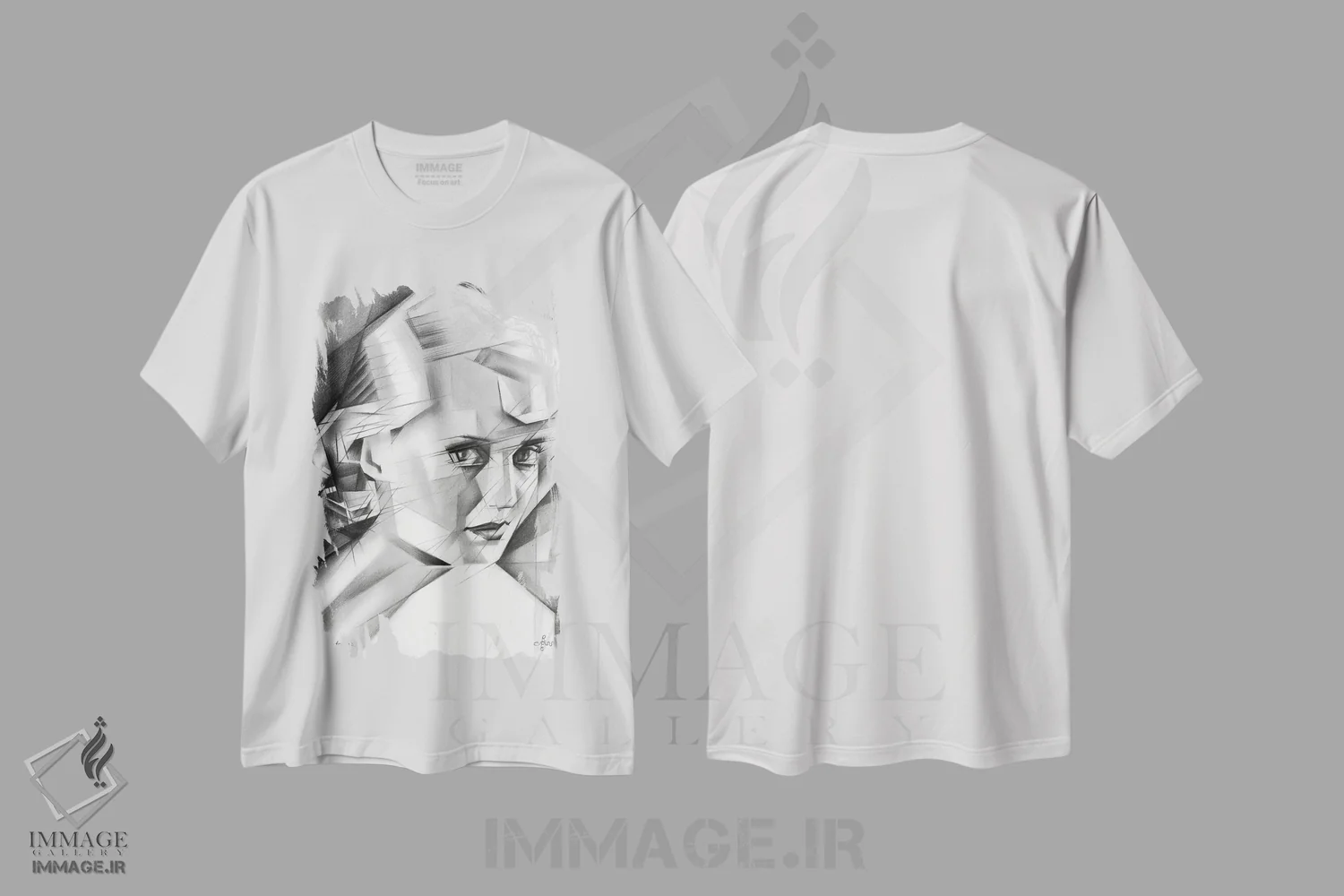 تیشرت سفید طرح دار بی عنوان ۶، هنر فاخر معاصر اثر کُرنه آکرز | فروشگاه ایماژ