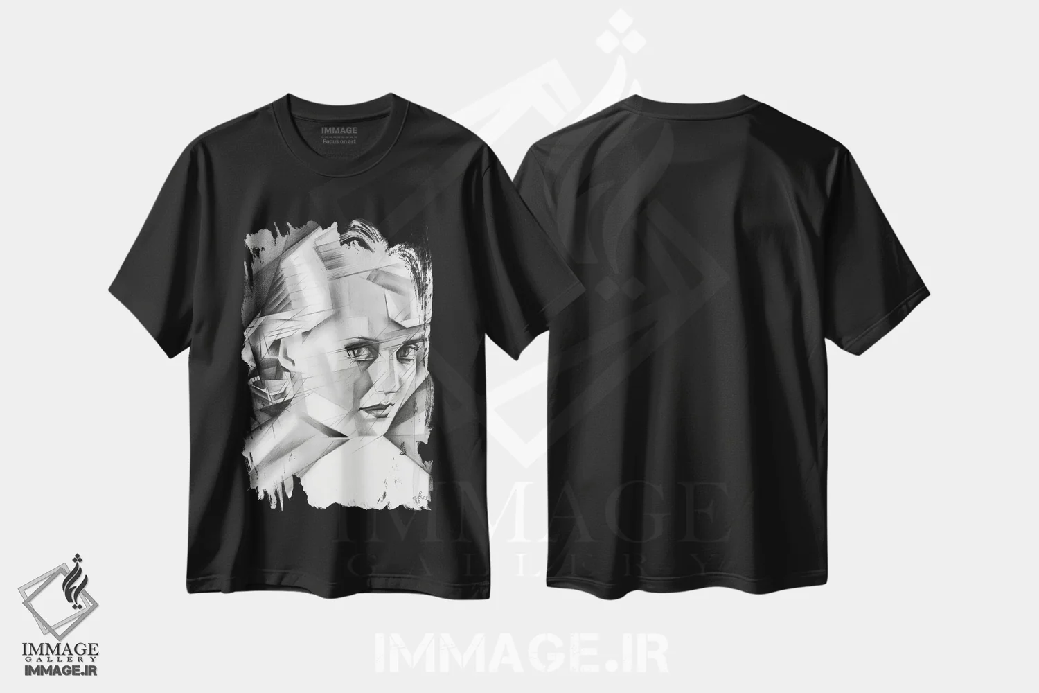 تیشرت مشکی طرح دار بی عنوان ۶، هنر فاخر معاصر اثر کُرنه آکرز | immage.ir