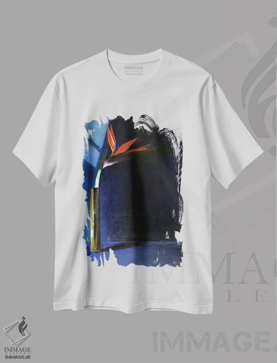 تیشرت سفید طرح دار استرلیتزیا، هنر فاخر معاصر اثر کُرنه آکرز | immage.ir
