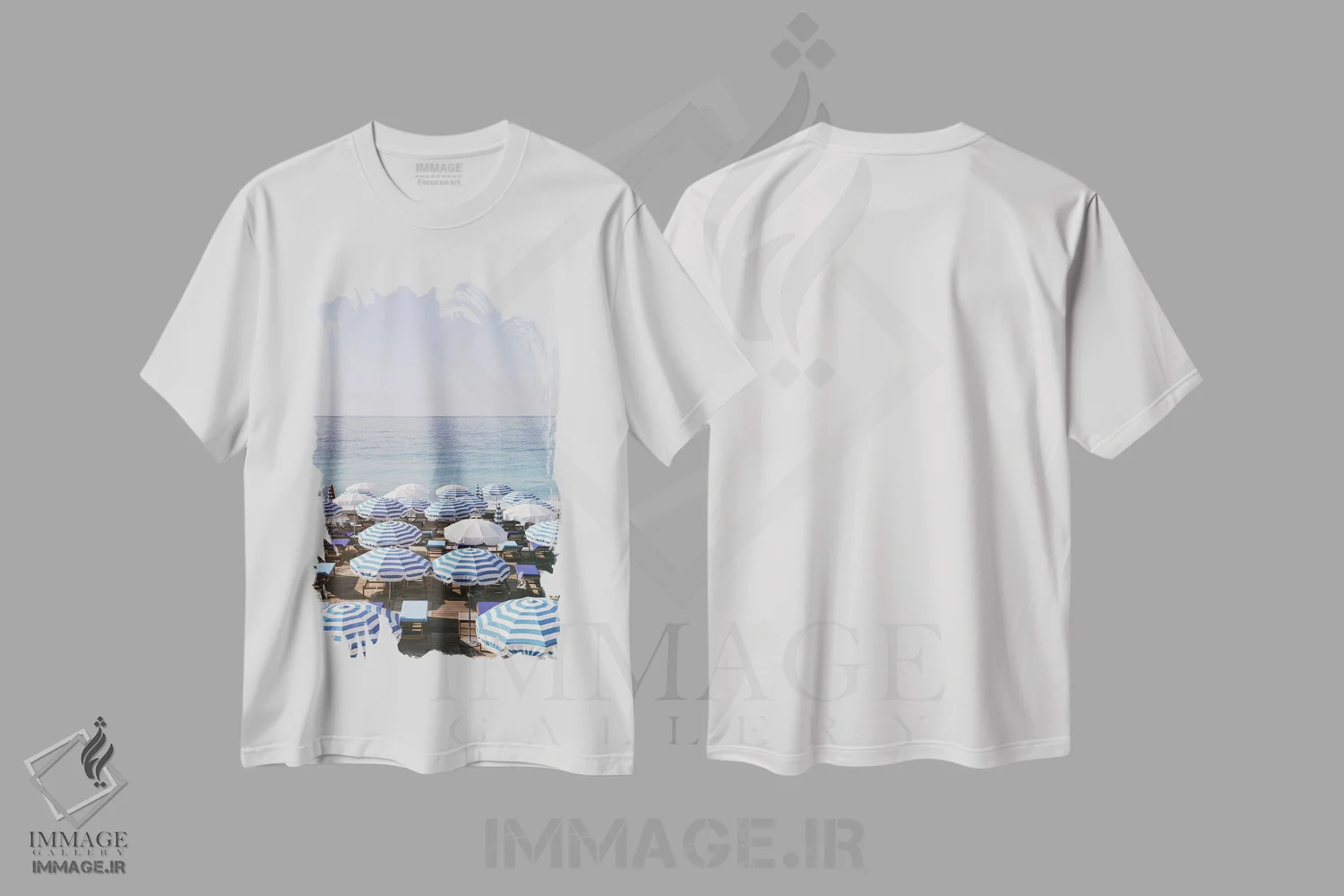 تیشرت سفید طرح دار راه راه های دریای ریویرا فرانسه، مدیوم اثر کارینا اوکولا | immage.ir