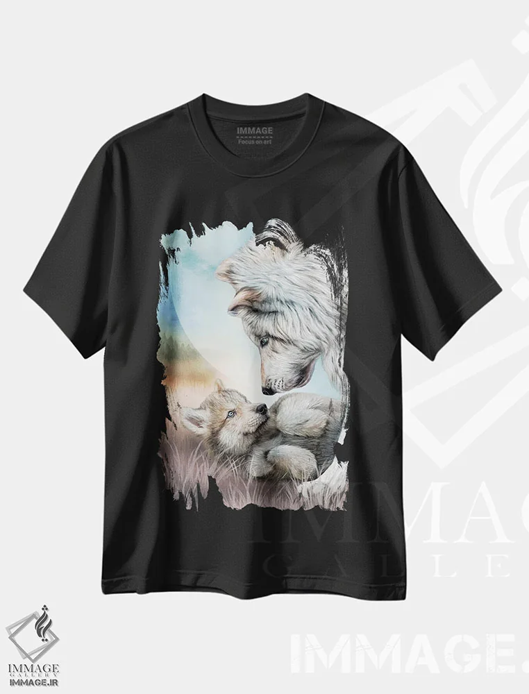 تیشرت مشکی طرح دار مادر و بچه اش، هنر دیجیتال اثر کارول کاوالاریس | immage.ir