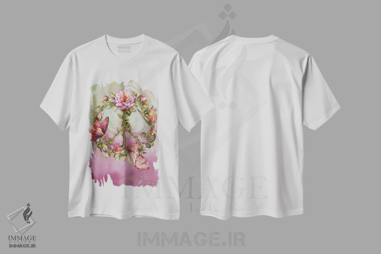 تیشرت سفید طرح دار رز صلح، هنر دیجیتال اثر کارول کاوالاریس | immage.ir