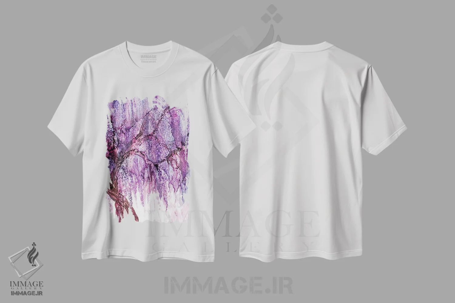 تیشرت سفید طرح دار ویستریای وحشی، آبستره اثر کارول کاوالاریس | immage.ir