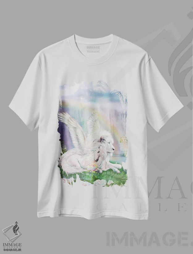 تیشرت سفید طرح دار فراتر از خیال، هنر دیجیتال اثر کارول کاوالاریس | فروشگاه ایماژ