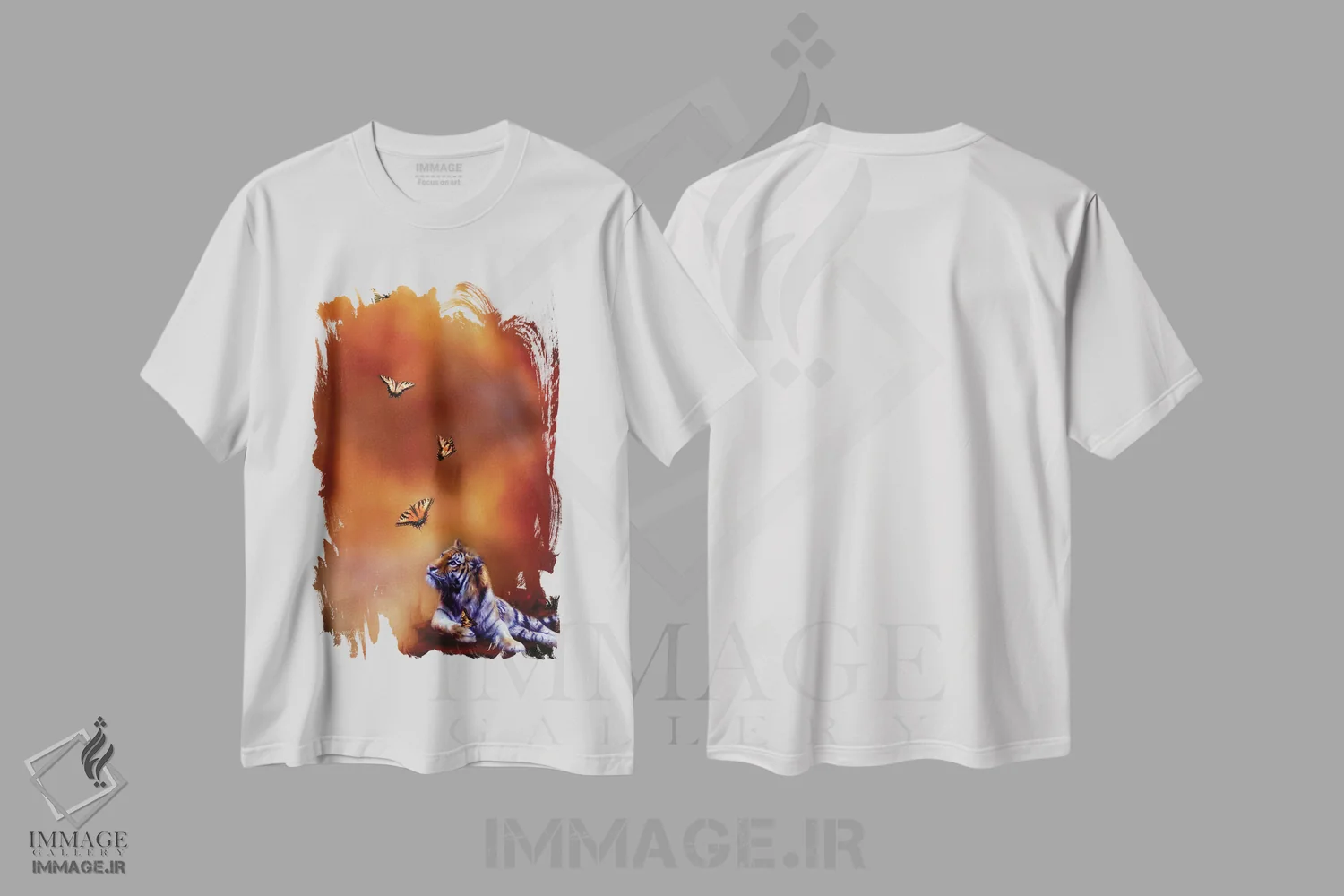 تیشرت سفید طرح دار شش ببر وحشی، هنر دیجیتال اثر کارول کاوالاریس | immage.ir