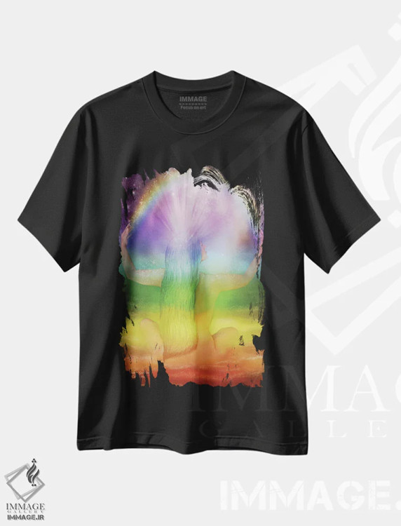 تیشرت مشکی طرح دار الههٔ چاکرای تاج، هنر دیجیتال اثر کارول کاوالاریس | فروشگاه ایماژ