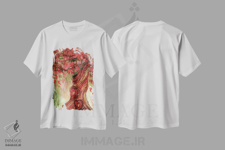 تیشرت سفید طرح دار درخت عشق ناب، هنر دیجیتال اثر کارول کاوالاریس | فروشگاه ایماژ