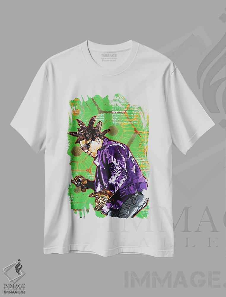 تیشرت سفید طرح دار KB، هنر آمریکایی آفریقایی تبار اثر کلودیا آگیلرا | فروشگاه ایماژ