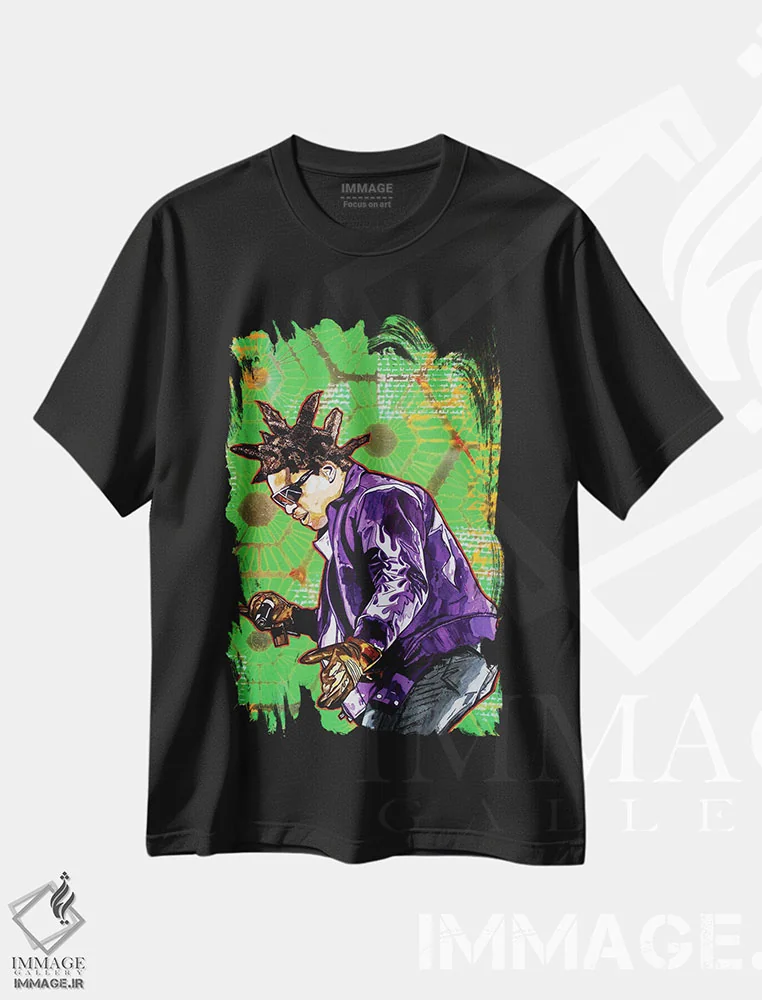 تیشرت مشکی طرح دار KB، هنر آمریکایی آفریقایی تبار اثر کلودیا آگیلرا | immage.ir