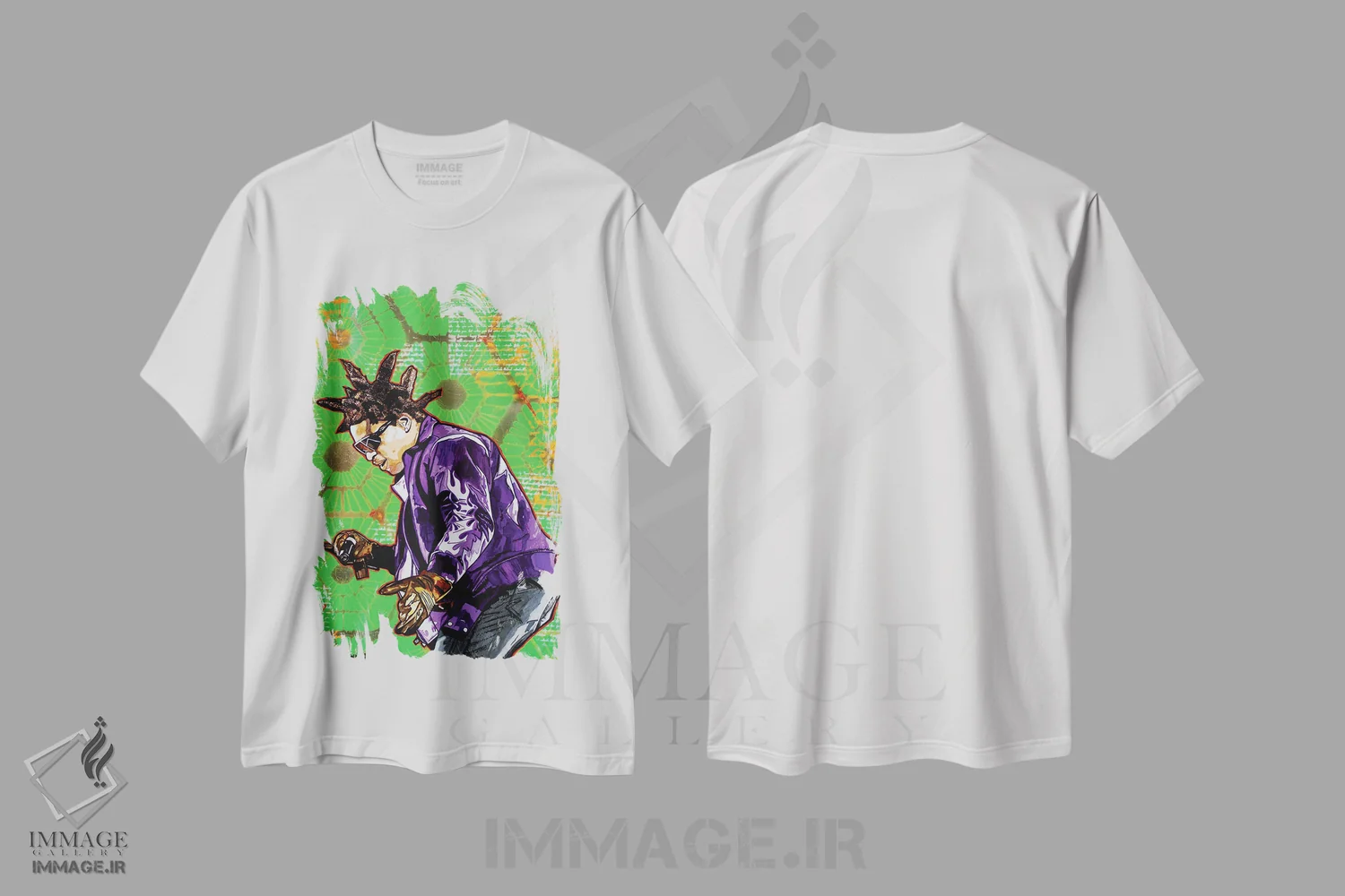 تیشرت سفید طرح دار KB، هنر آمریکایی آفریقایی تبار اثر کلودیا آگیلرا | فروشگاه ایماژ