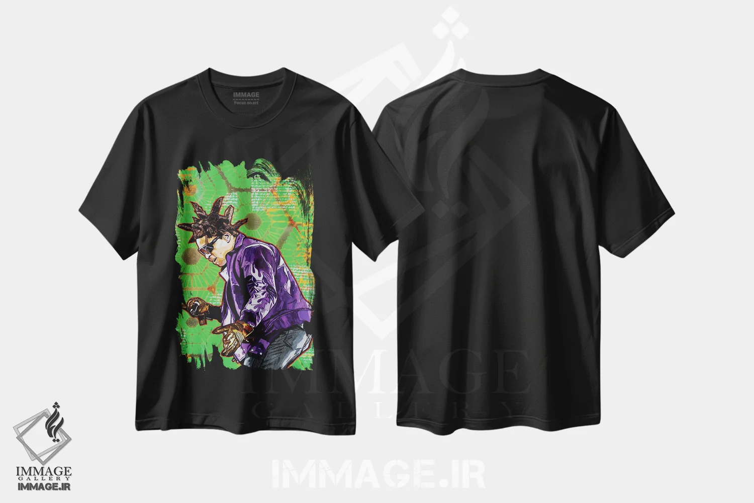 تیشرت مشکی طرح دار KB، هنر آمریکایی آفریقایی تبار اثر کلودیا آگیلرا | immage.ir