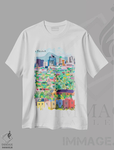 تیشرت سفید طرح دار نمای هوایی فونیکس، هنر دیجیتال اثر کارلا دالی | فروشگاه ایماژ