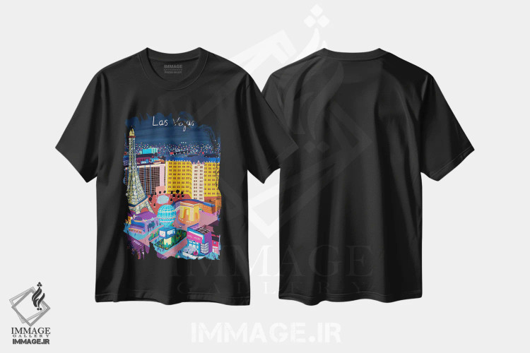تیشرت مشکی طرح دار نمای هوایی لاس وگاس، هنر دیجیتال اثر کارلا دالی | immage.ir