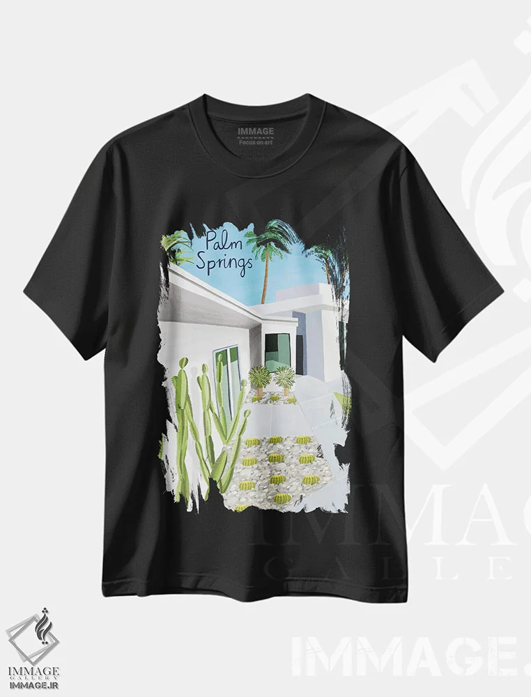 تیشرت مشکی طرح دار پالم اسپرینگز، هنر دیجیتال اثر کارلا دالی | immage.ir