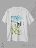 تیشرت سفید طرح دار پالم اسپرینگز، هنر دیجیتال اثر کارلا دالی | فروشگاه ایماژ
