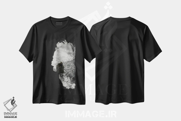 تیشرت مشکی طرح دار سنگ کف آلود، عکاسی هنری فاخر اثر آندریا کاروزو | فروشگاه ایماژ