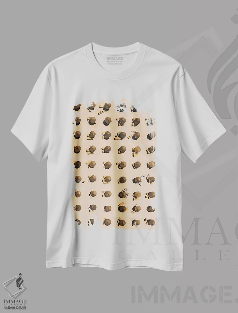 تیشرت سفید طرح دار دایره های کاه، سواحل از نمای بالا اثر آندریا کاروزو | immage.ir