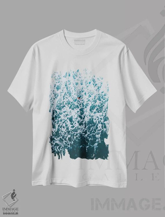 تیشرت سفید طرح دار کف طوفانی، عکاسی هوایی اثر آندریا کاروزو | فروشگاه ایماژ