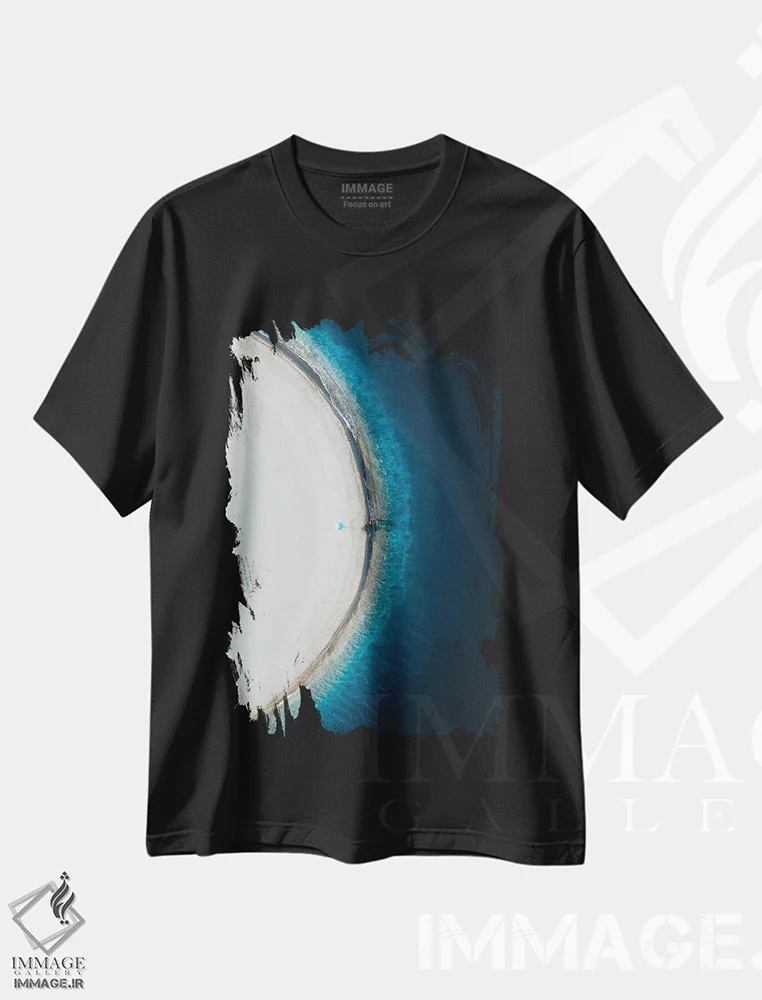 تیشرت مشکی طرح دار کوارتز آبی، سواحل از نمای بالا اثر آندریا کاروزو | فروشگاه ایماژ