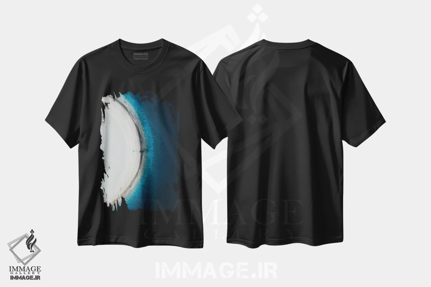 تیشرت مشکی طرح دار کوارتز آبی، سواحل از نمای بالا اثر آندریا کاروزو | فروشگاه ایماژ