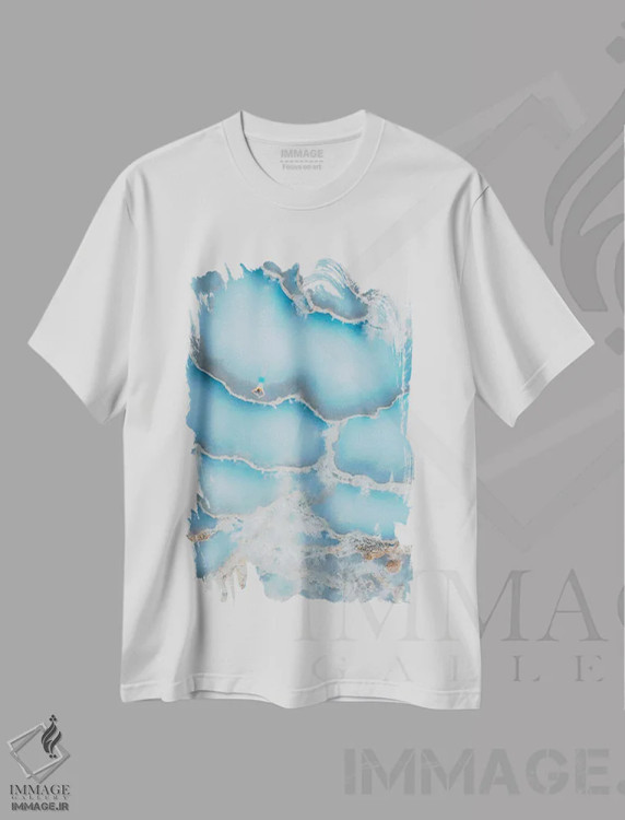 تیشرت سفید طرح دار تراس های آبی، عکاسی هوایی اثر آندریا کاروزو | فروشگاه ایماژ
