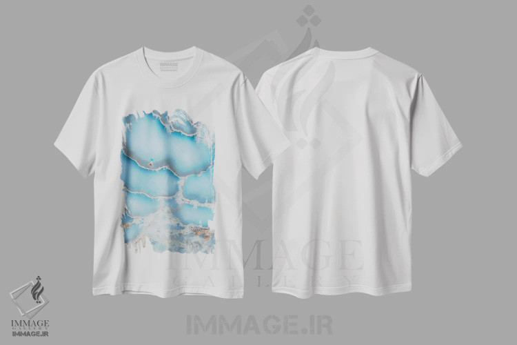 تیشرت سفید طرح دار تراس های آبی، عکاسی هوایی اثر آندریا کاروزو | فروشگاه ایماژ