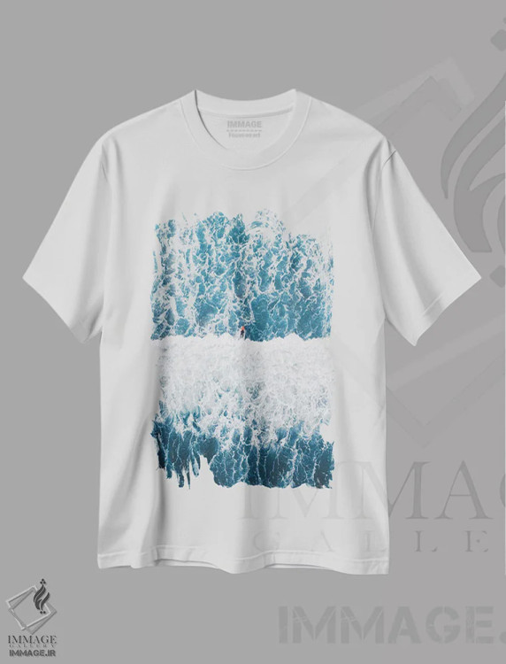تیشرت سفید طرح دار نقطهٔ شکست، عکاسی هوایی اثر آندریا کاروزو | فروشگاه ایماژ