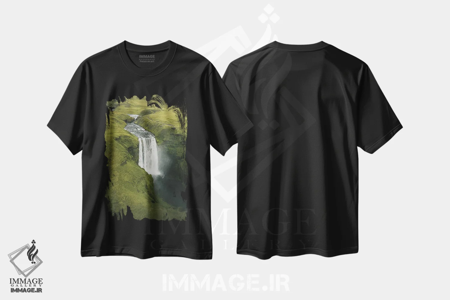 تیشرت مشکی طرح دار دیوار آبی، عکاسی هنری فاخر اثر آندریا کاروزو | فروشگاه ایماژ