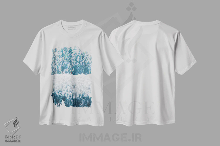 تیشرت سفید طرح دار نقطهٔ شکست، عکاسی هوایی اثر آندریا کاروزو | فروشگاه ایماژ