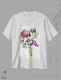 تیشرت سفید طرح دار دسته گل گل های وحشی، آبستره اثر کایِنا بلانکا | فروشگاه ایماژ