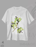 تیشرت سفید طرح دار ارکیده های نئونی، دکور معاصر اثر کایِنا بلانکا | فروشگاه ایماژ