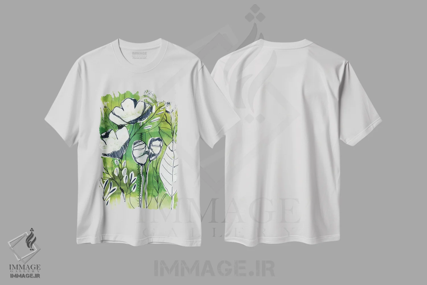 تیشرت سفید طرح دار باغ انتزاعی، آبستره اثر کایِنا بلانکا | immage.ir