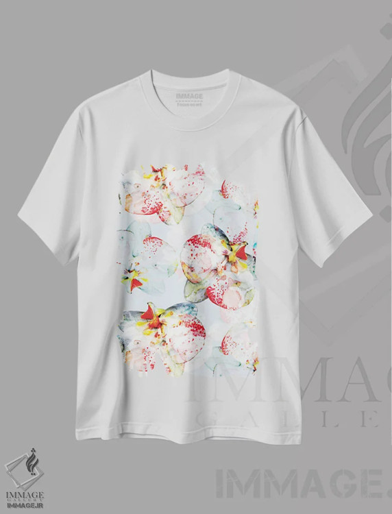 تیشرت سفید طرح دار شکوفهٔ زودهنگام، دکور معاصر اثر کایِنا بلانکا | فروشگاه ایماژ