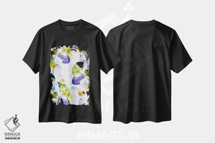 تیشرت مشکی طرح دار شکوفهٔ زودهنگام، دکور معاصر اثر کایِنا بلانکا | فروشگاه ایماژ