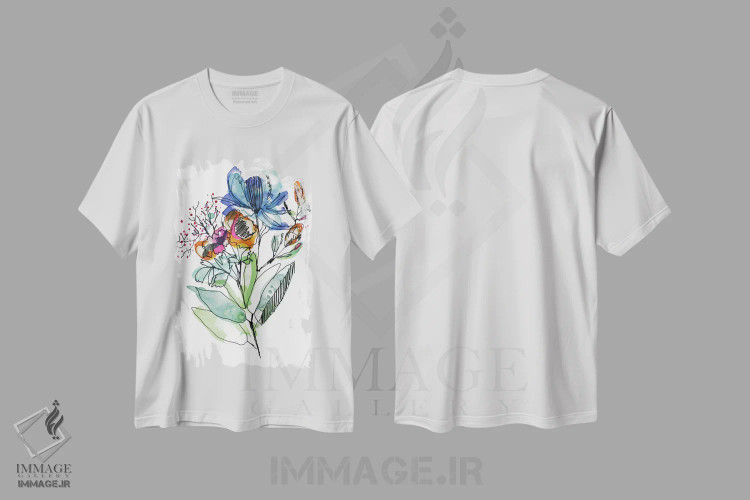 تیشرت سفید طرح دار دسته گل، دکور معاصر اثر کایِنا بلانکا | فروشگاه ایماژ