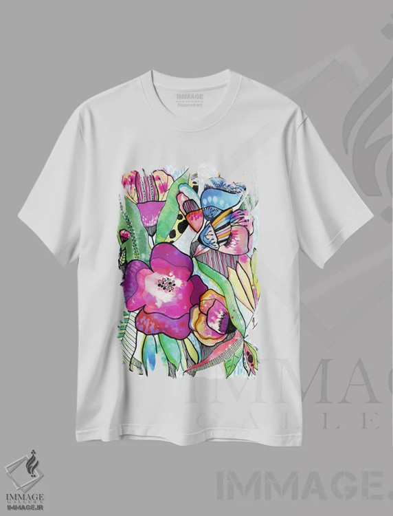 تیشرت سفید طرح دار رویای گل، دکور معاصر اثر کایِنا بلانکا | immage.ir
