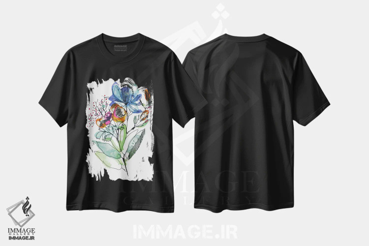 تیشرت مشکی طرح دار دسته گل، دکور معاصر اثر کایِنا بلانکا | immage.ir
