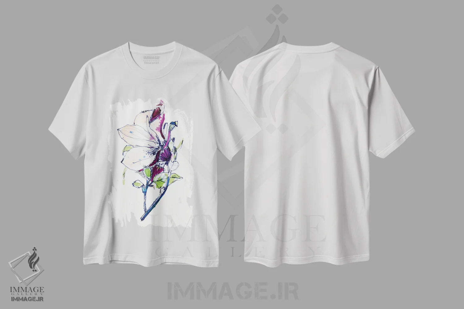تیشرت سفید طرح دار طرح گل، دکور معاصر اثر کایِنا بلانکا | فروشگاه ایماژ