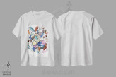 تیشرت سفید طرح دار دسته گل، آبستره اثر کایِنا بلانکا | immage.ir