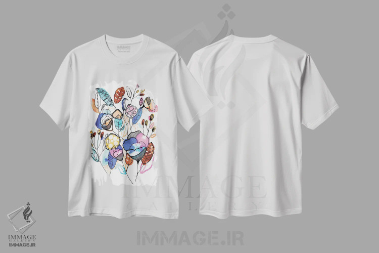تیشرت سفید طرح دار دسته گل، آبستره اثر کایِنا بلانکا | immage.ir