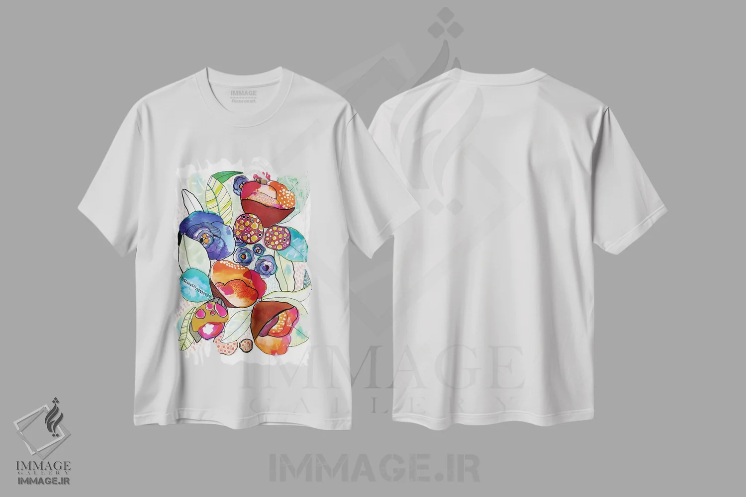 تیشرت سفید طرح دار شور و اشتیاق، آبستره اثر کایِنا بلانکا | فروشگاه ایماژ
