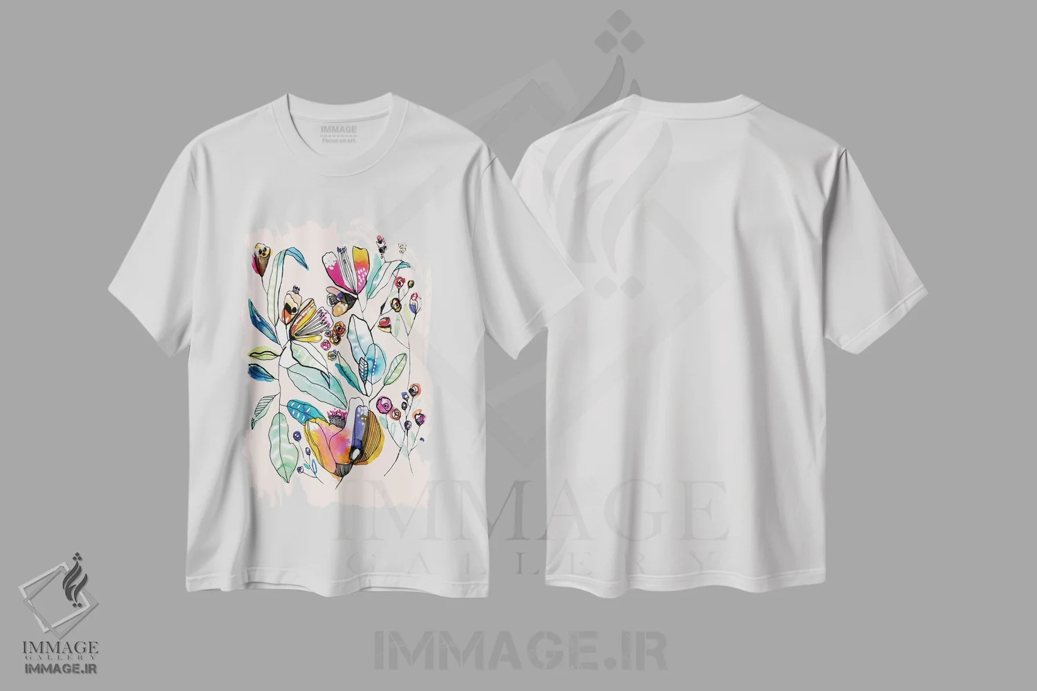 تیشرت سفید طرح دار گل های وحشی، آبستره اثر کایِنا بلانکا | immage.ir