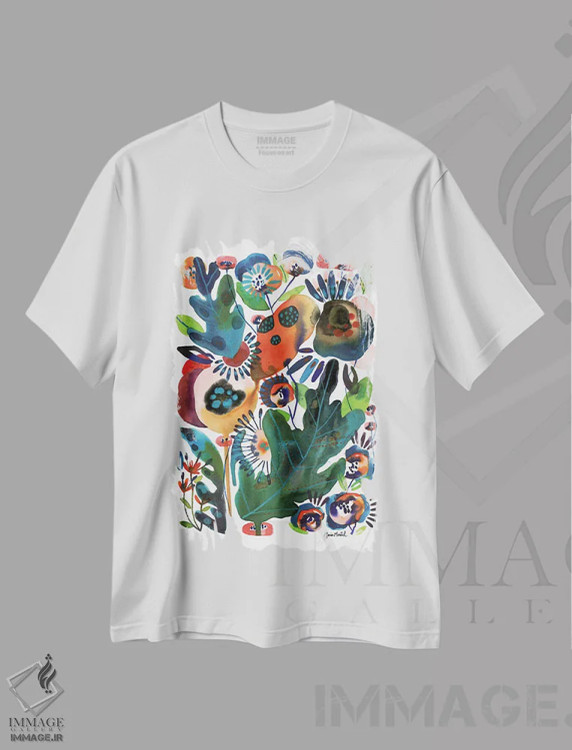 تیشرت سفید طرح دار باغ گیاهان دارویی، آبستره اثر کایِنا بلانکا | immage.ir