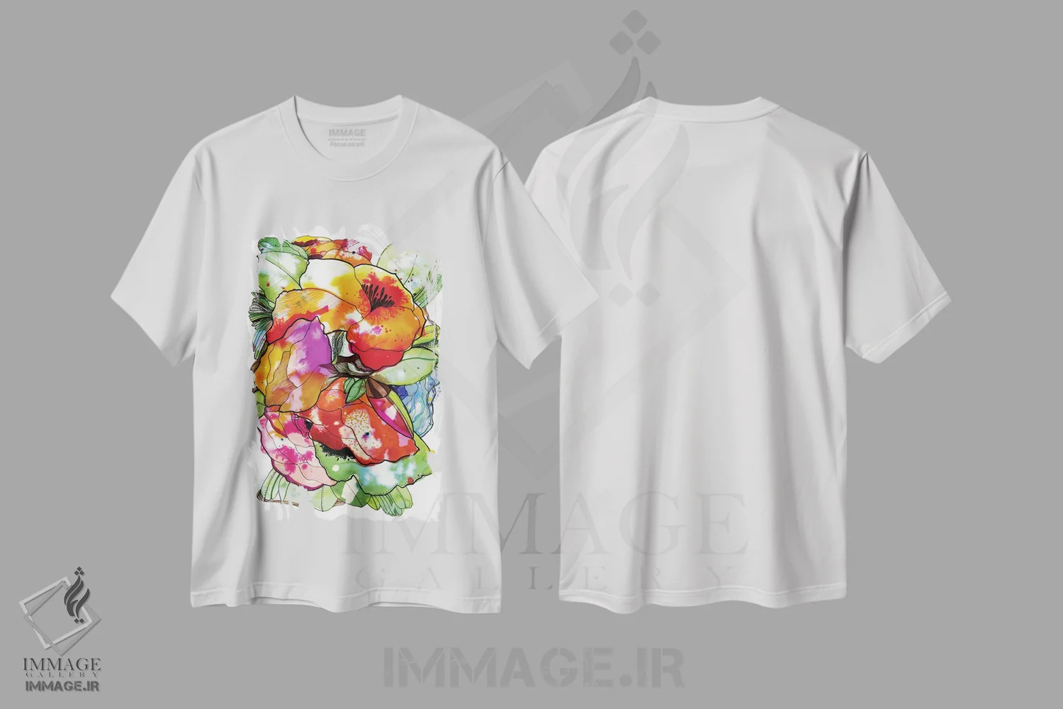 تیشرت سفید طرح دار گل های ارگانیک، دکور معاصر اثر کایِنا بلانکا | فروشگاه ایماژ