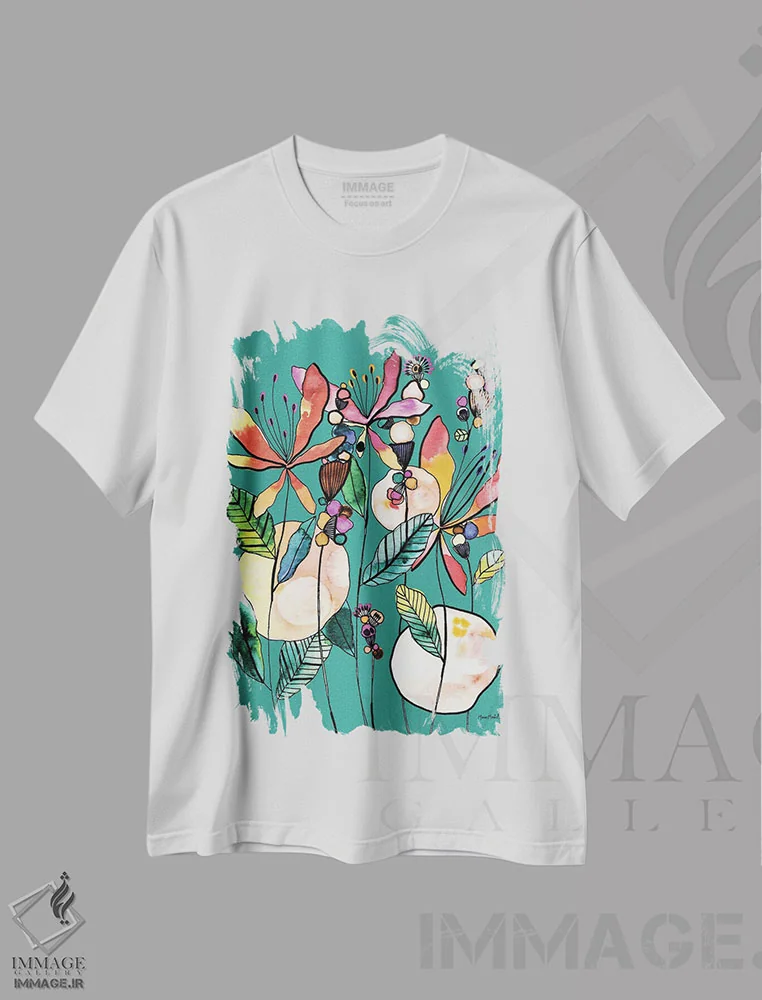 تیشرت سفید طرح دار پروانه های بیابانی، دکور بوهمی اثر کایِنا بلانکا | فروشگاه ایماژ