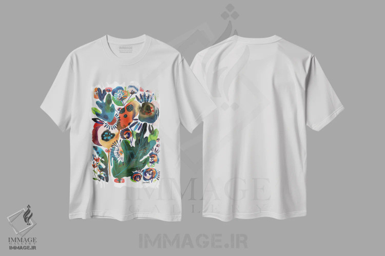 تیشرت سفید طرح دار باغ گیاهان دارویی، آبستره اثر کایِنا بلانکا | immage.ir