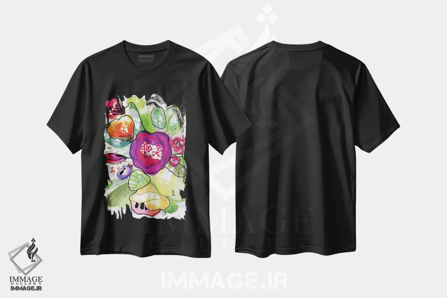 تیشرت مشکی طرح دار شعر ارگانیک، دکور معاصر اثر کایِنا بلانکا | فروشگاه ایماژ