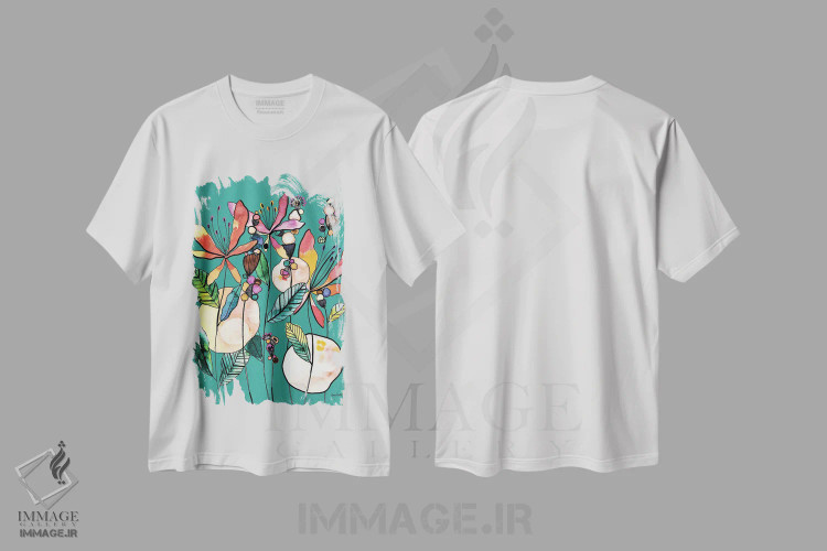 تیشرت سفید طرح دار پروانه های بیابانی، دکور بوهمی اثر کایِنا بلانکا | فروشگاه ایماژ